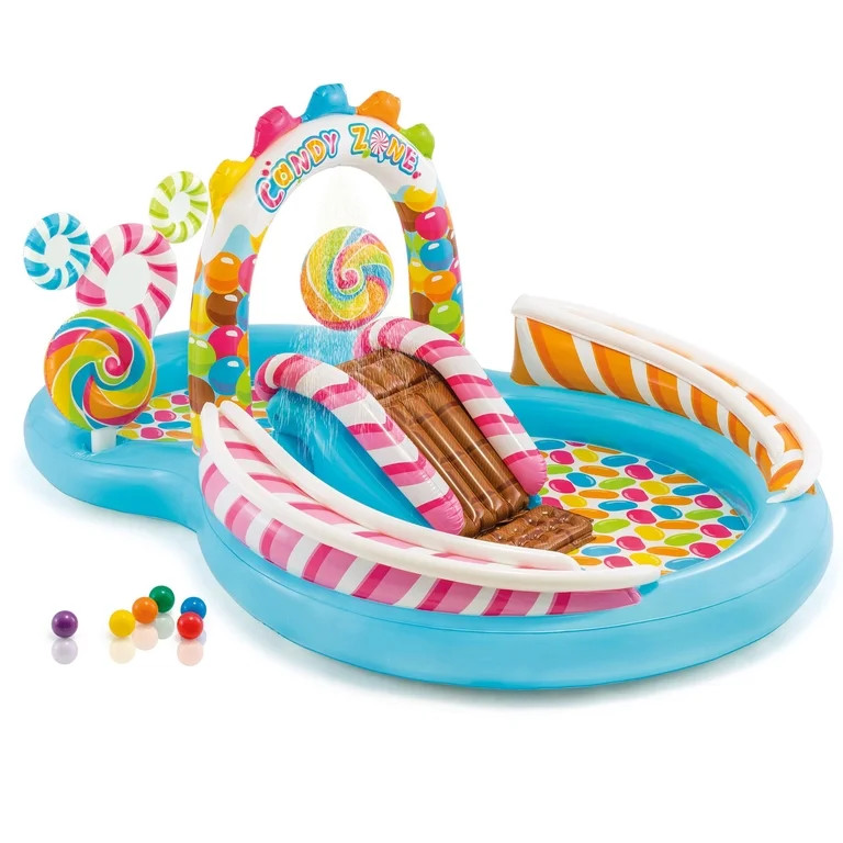 Intex Kids Inflatable Candy Zone Swim Play Center Kids Splash Pool w/ Waterslide | Walmart (US)