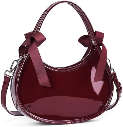 Small Purse for Women Burgundy Clutch Purse Patent Leather Shoulder Handbag | Small Crossbody Pur... | Amazon (US)