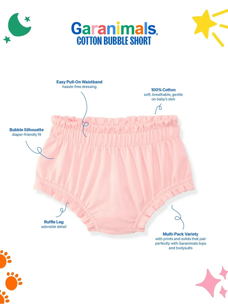 Garanimals Baby Girl Cotton Pull-On Bubble Shorts, Solids & Prints, 3-Pack, 0–24M | Walmart (US)