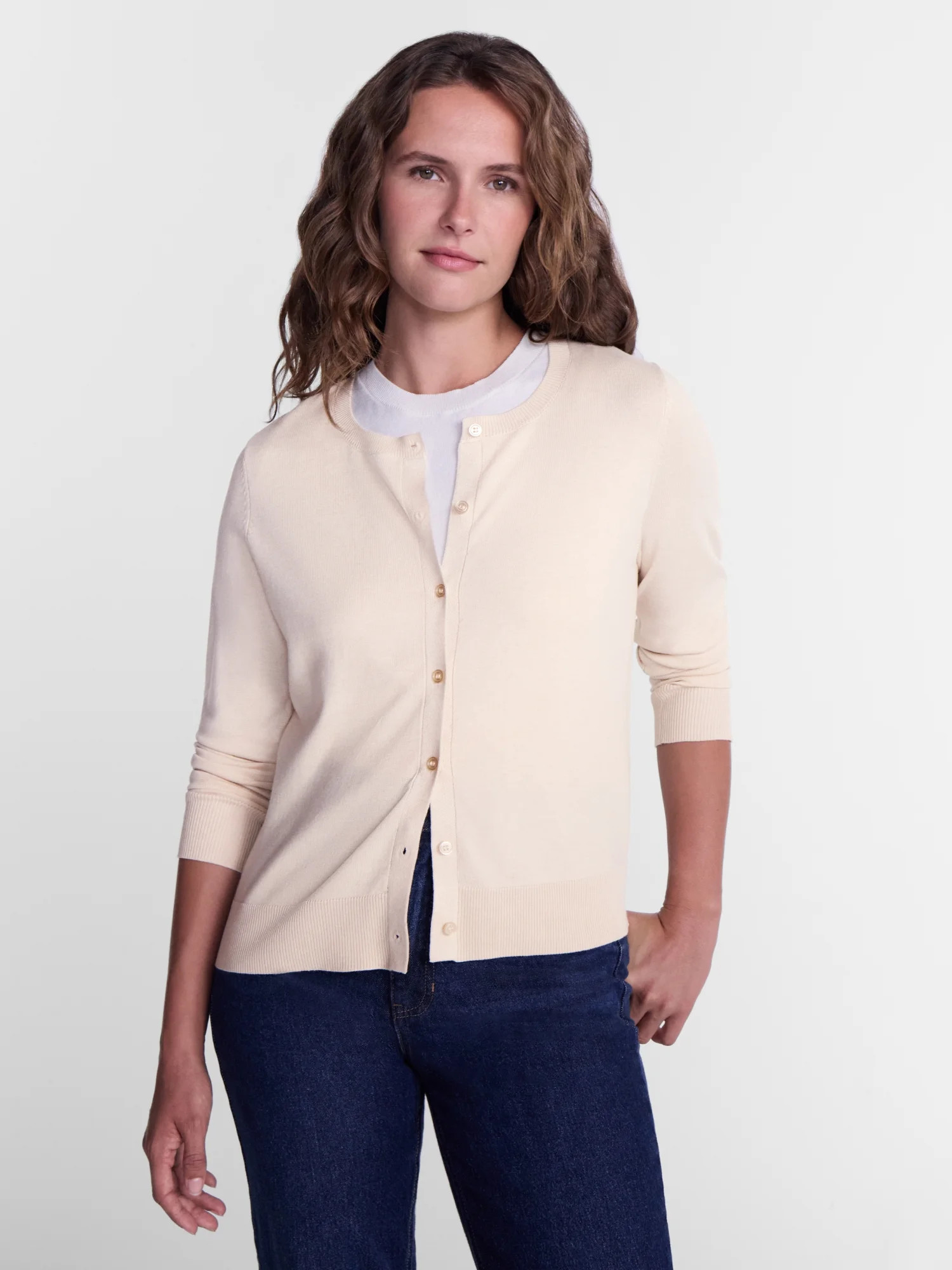 Time And Tru Women s Fine Gauge Cardigan Sweater Lightweight Sizes XS-XXXL | Walmart (US)