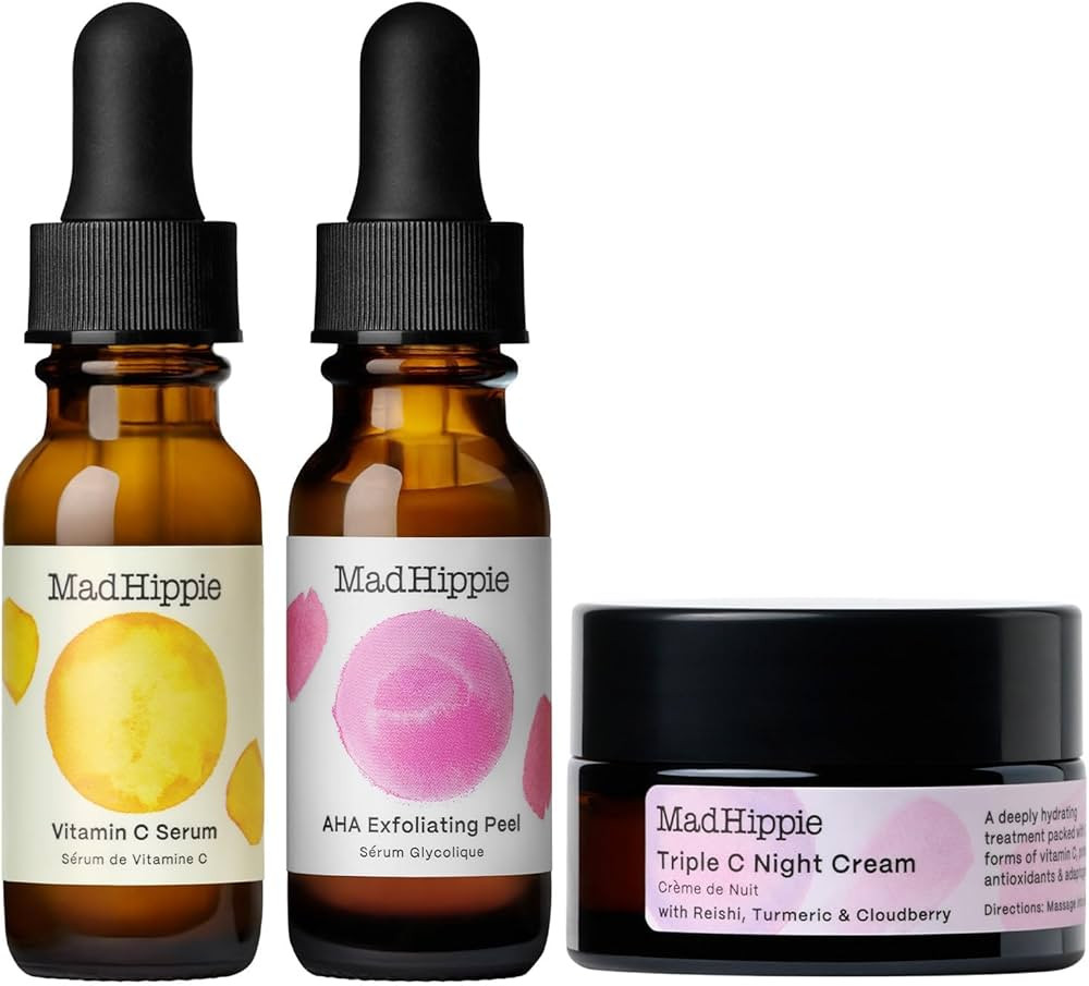 Mad Hippie Skin Brightening Kit, Daily Skincare Routine with Triple C Night Cream, AHA Exfoliatin... | Amazon (US)