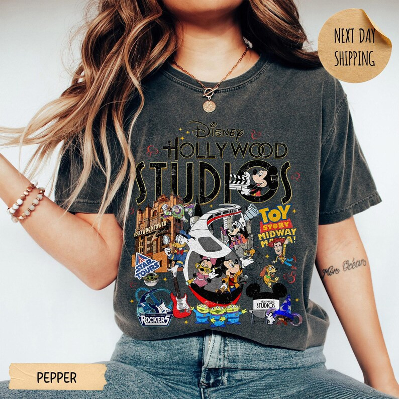 Vintage Disney Hollywood Studios Comfort Colors Shirt, Retro Hollywood Studios Shirt, Disneyworld... | Etsy (US)