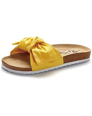 Slide Sandals for Women or Ladies Dressy Summer Casual, Cute Bow Tie Knot On Top Strap, Comfy Sli... | Amazon (US)