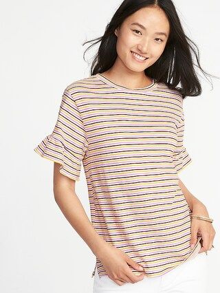 Ruffle-Sleeve Slub-Knit Top for Women | Old Navy US