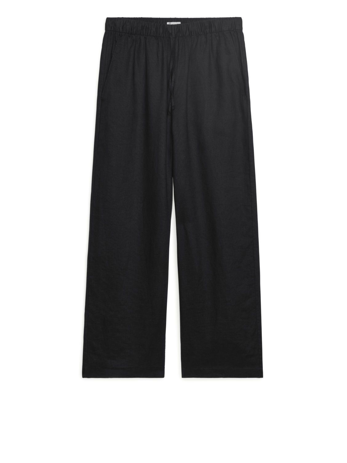 Elastic-Waist Linen Trousers - Black | ARKET