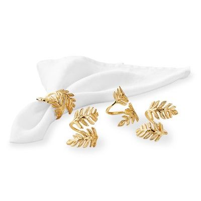 Gold Leaf Napkin Rings, Set of 4 | Williams-Sonoma