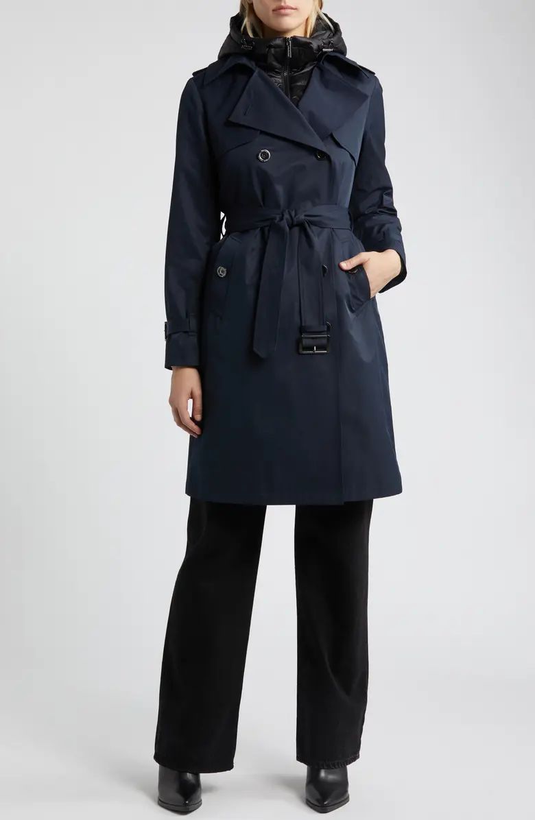 MICHAEL Michael Kors Double Breasted Trench Coat with Removable Hooded Bib | Nordstrom | Nordstrom