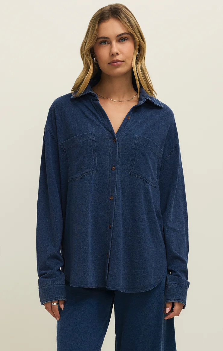 Reese Jersey Denim Button Up | Z Supply