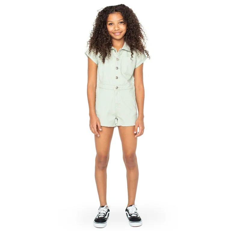 Celebrity Pink Girls Short Sleeve Festival Fray Hem Romper, Sizes XS-XXL - Walmart.com | Walmart (US)