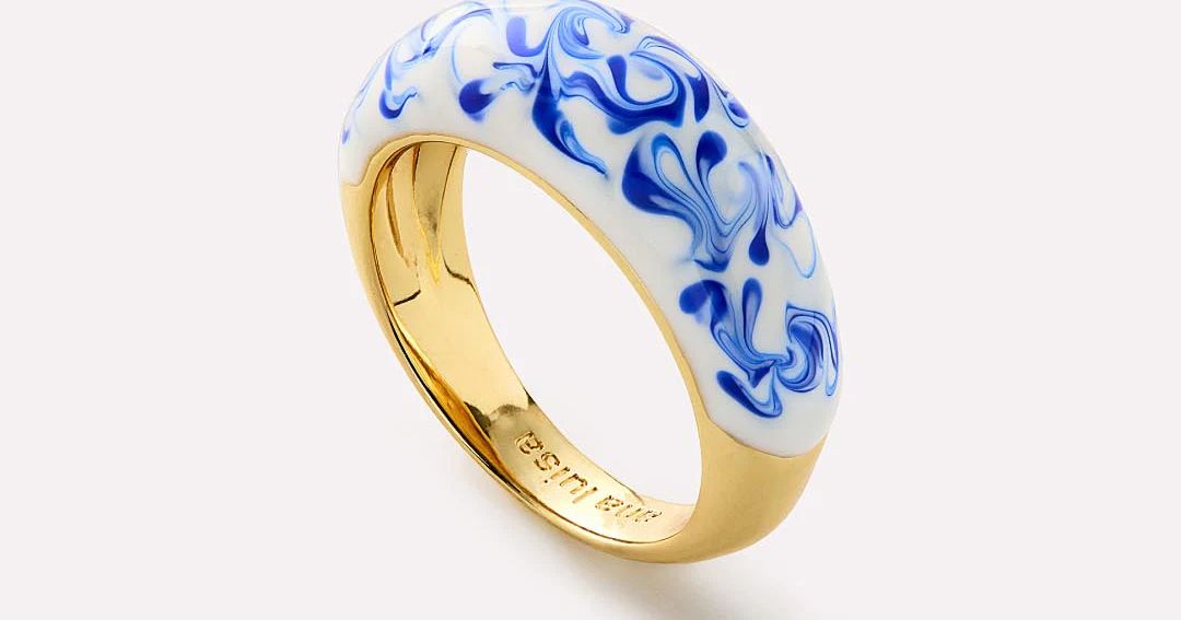 Enamel Ring - Wrenley Marble Blue | Ana Luisa