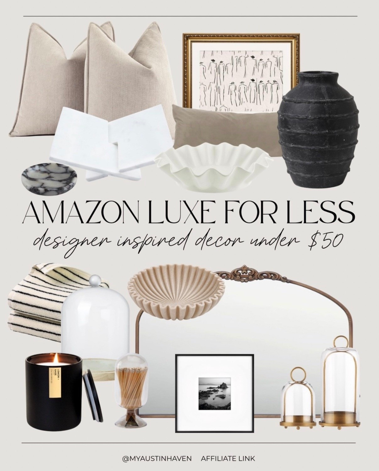 Amazon high-end home finds ✨ Designer look for less decor all from Amazon! Affordable decor, tabletop, mirror, wall art, frame, coffee table styling, luxury look, neutral finds, modern organic home, modern decor, Amazon home 

 #LTKCyberWeek

#LTKHome #LTKFindsUnder50 #LTKFindsUnder100
