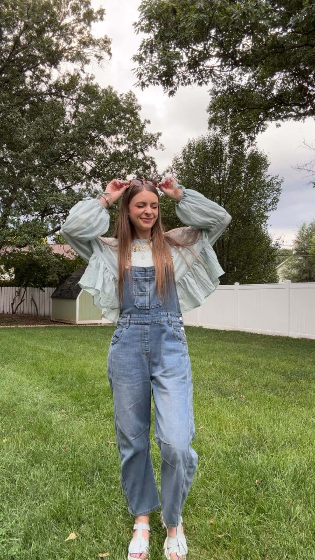 ootd 8/13/25!

Top: Mustard Seed Clothing (old)
Tank: We The  Free Kate Tank
Overalls: Amazon
Sandals: Free People (old)
Jewelry: Amazon

Tall girl friendly outfit, tall girl outfit inspo, summer outfit Pinterest girl inspo, cute colorful nails, long hair hairstyle honey blonde, layered look for summer, flowy boho free people style top blouse, tie wrist detail, affordable Amazon overalls, lug sole platform buckle sandals, colorful statement jewelryy

#LTKSaleAlert #LTKFindsUnder100 #LTKSeasonal