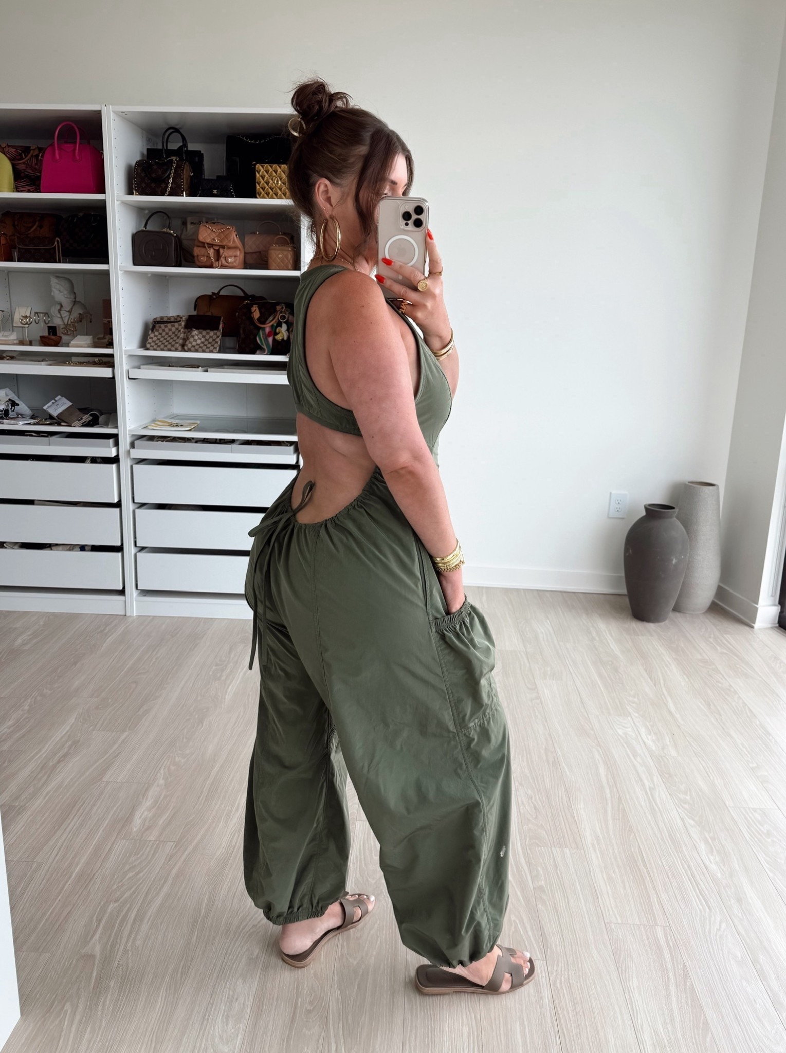 Open back
Spring outfit 
Jumpsuit 
Sandals 

#LTKActive #LTKootd #LTKSeasonal