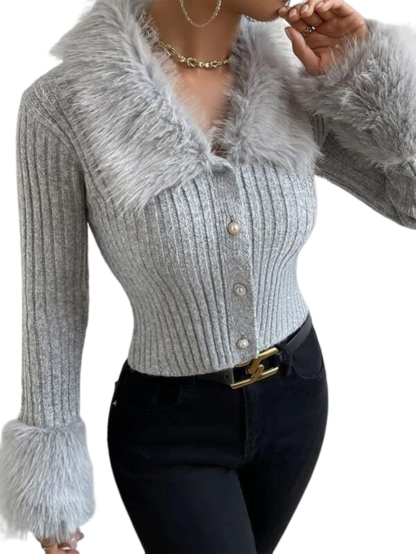 Women's Long Sleeve Button Down Sweater Casual Lightweight Soft Ribbed Knit Cardigan Sweater Oute... | Amazon (US)