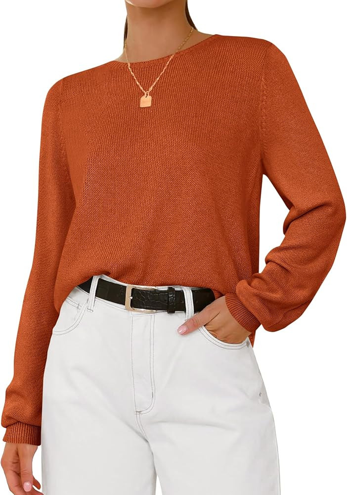 BTFBM Women\u2019s Long Sleeve Sweaters Crew Neck Basic Tops | Amazon (US)