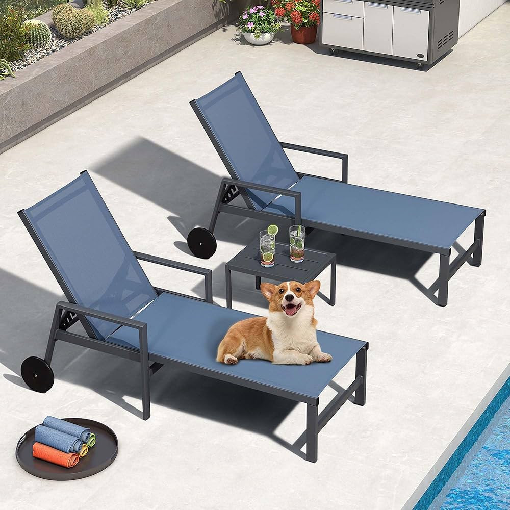 PURPLE LEAF Outdoor Chaise Lounge Set for 2 Aluminum Patio Chaise Lounger Chair with Armrest Adju... | Amazon (US)