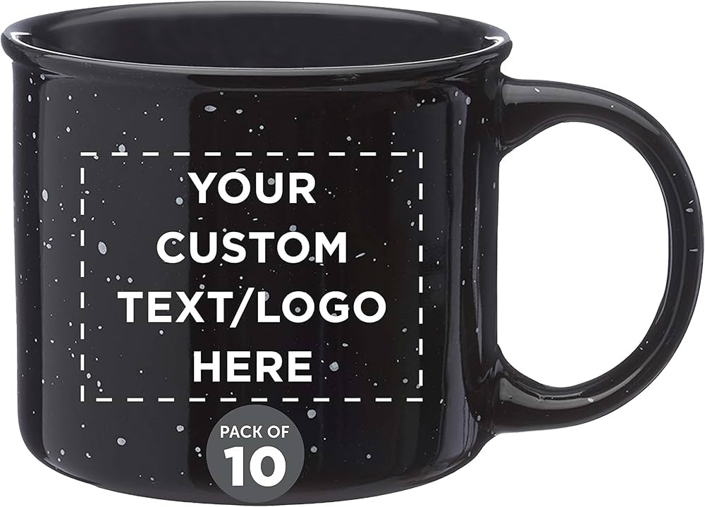Custom Ceramic Campfire Mug 13 oz. Set of 10, Personalized Bulk Pack - Speckled Camping Tea Cups ... | Amazon (US)