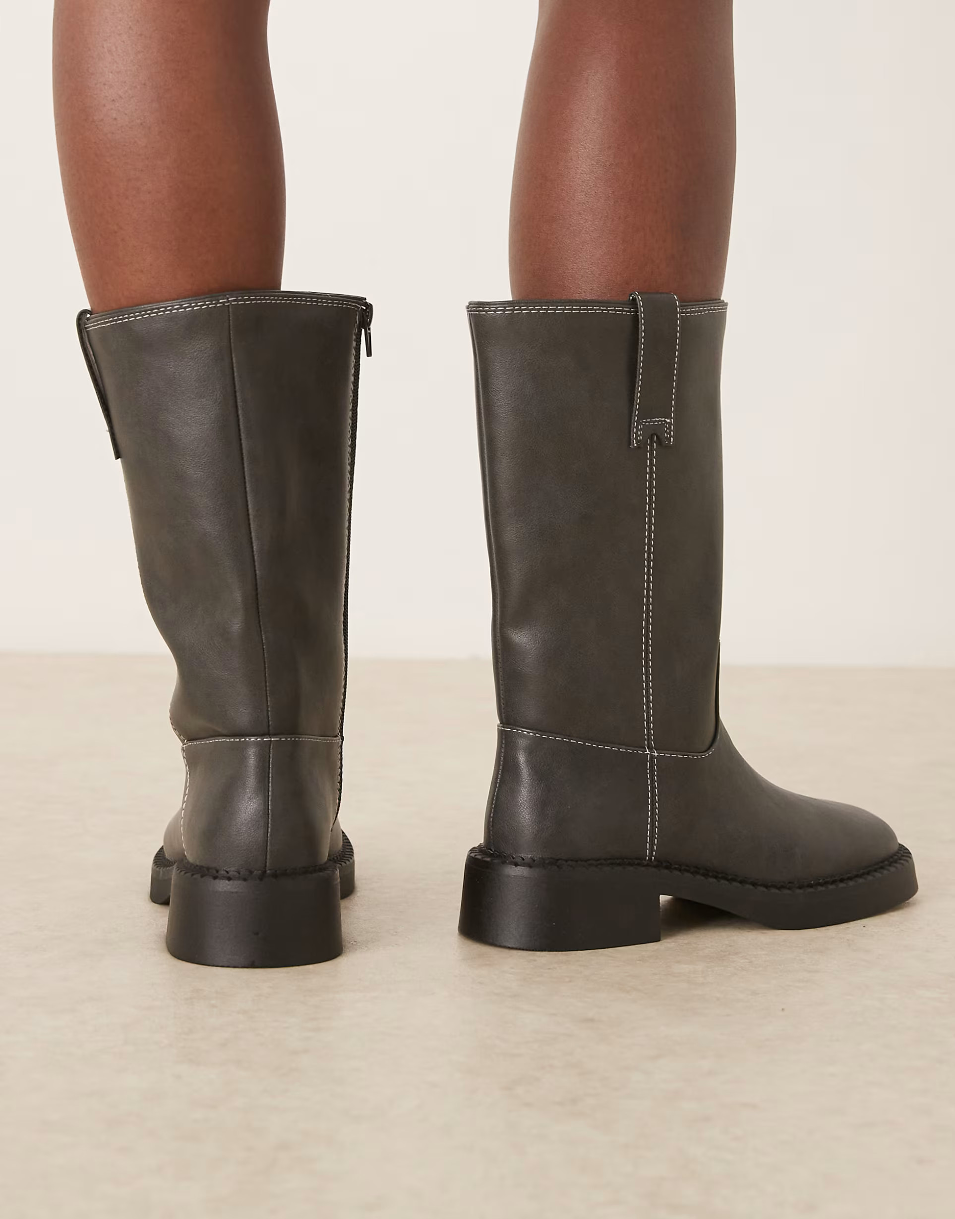 ASOS DESIGN Colby pull on trucker knee boots in vintage grey | ASOS (Global)
