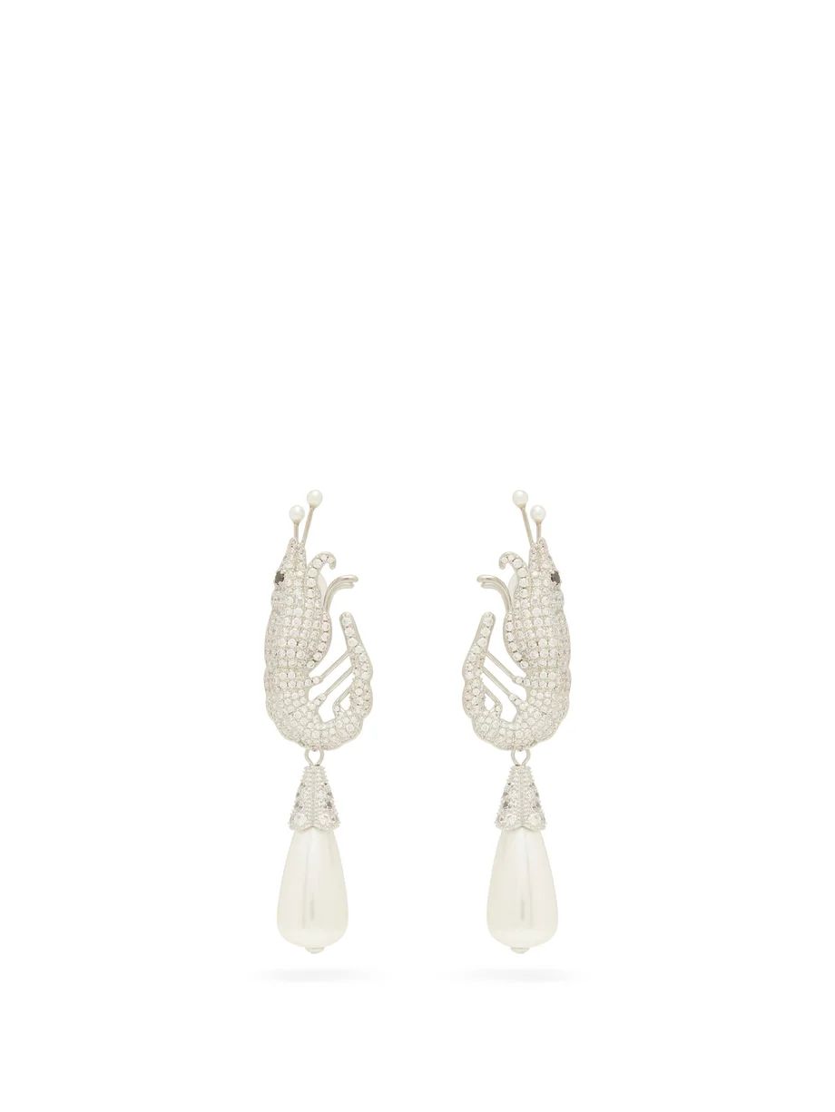 Shrimp crystal and faux-pearl clip earrings | Shrimps | Matches (US)