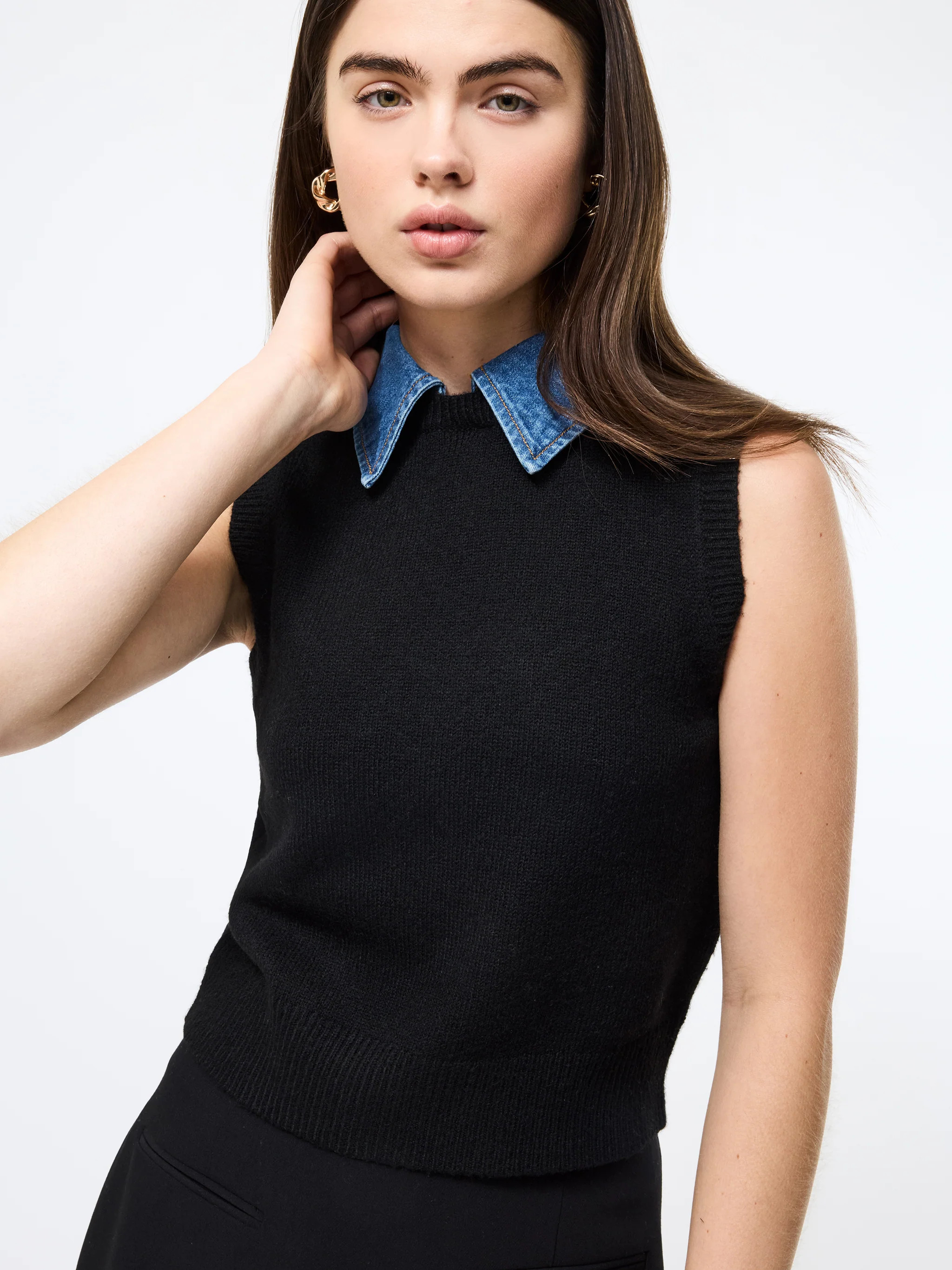 Ellie Knit Collared Vest | French Connection (US)