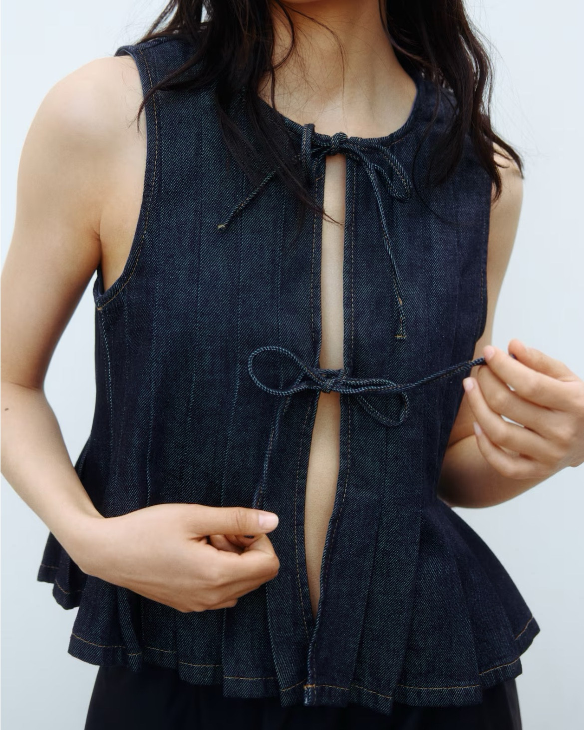Denim tie front tank top 

#LTKSeasonal