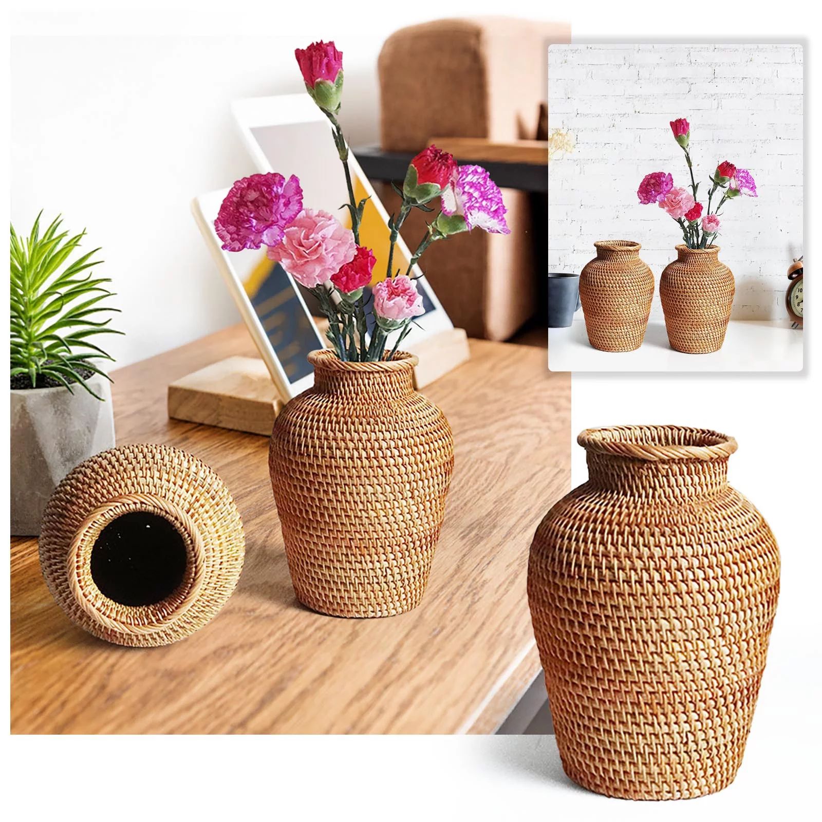 Rattan Vase Flower Pot Holder Storage Wicker Vases Decor | Walmart (US)