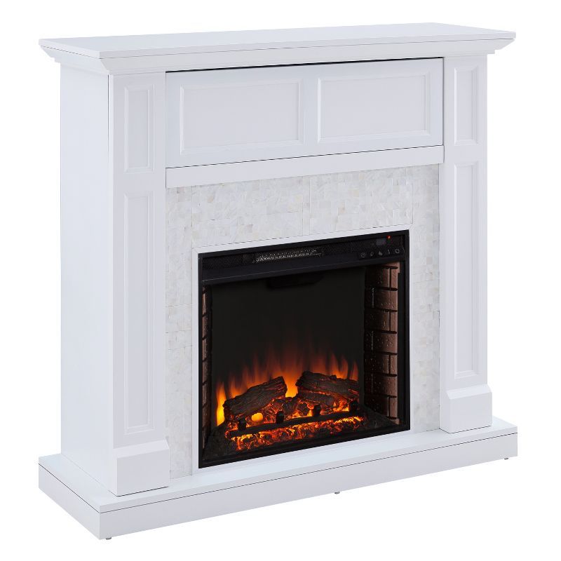 Nerrin Tiled Media Fireplace Console White - Aiden Lane | Target