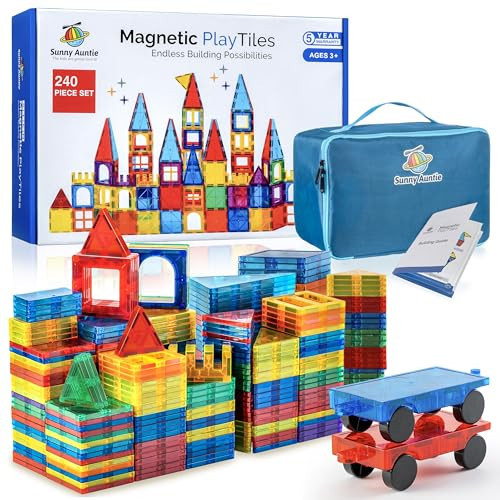 Magnetic Tiles 240 PCS (XL SET), Magnetic Tiles for Kids, Toy for 3 4 5 6 7 8 Year Old Boys & Girls, Large Building Set, Great Gift for Kids Aged 3-8, Gift Box, + Bonus Zippered Carrying CASE | Amazon (US)