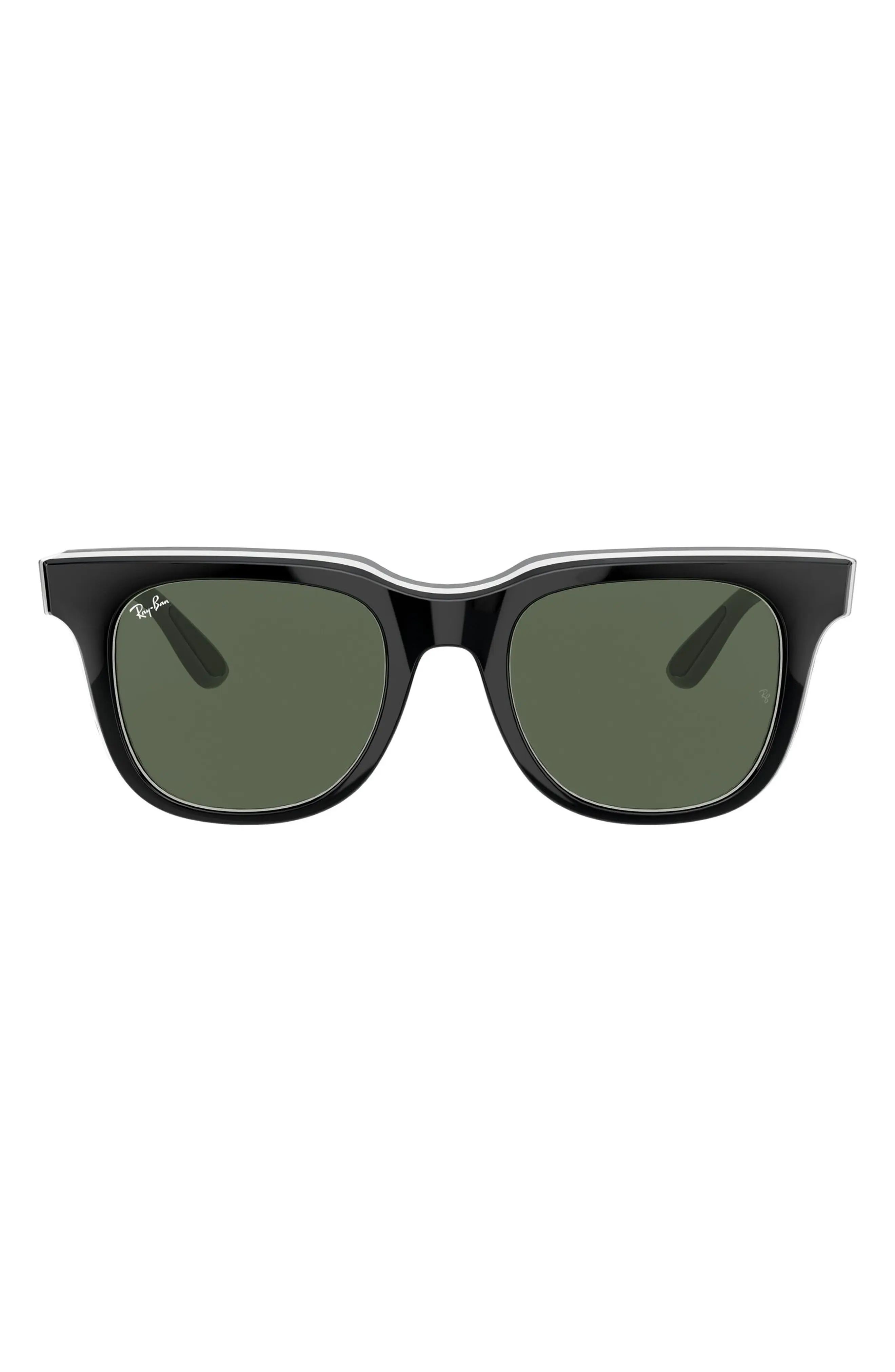 Ray-Ban Jeffrey 51mm Square Sunglasses - Black/ White/ Gray/ Dark Green | Nordstrom