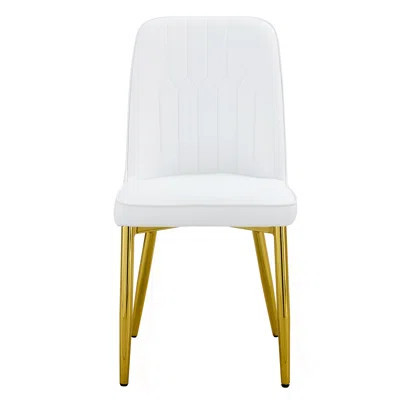 4 Modern Dining Chairs, Sleek PU Leather Backrest, And Gold Metal Legs Bring A Comfortable Home Experience To The Kitchen, Bedroom, And Office | Wayfair North America