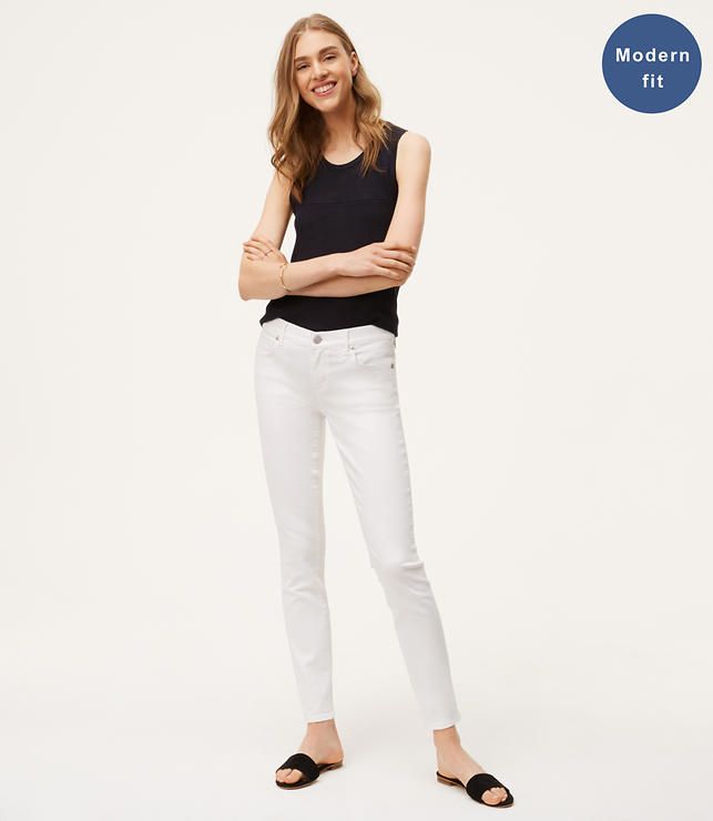 Modern Skinny Jeans in White | LOFT