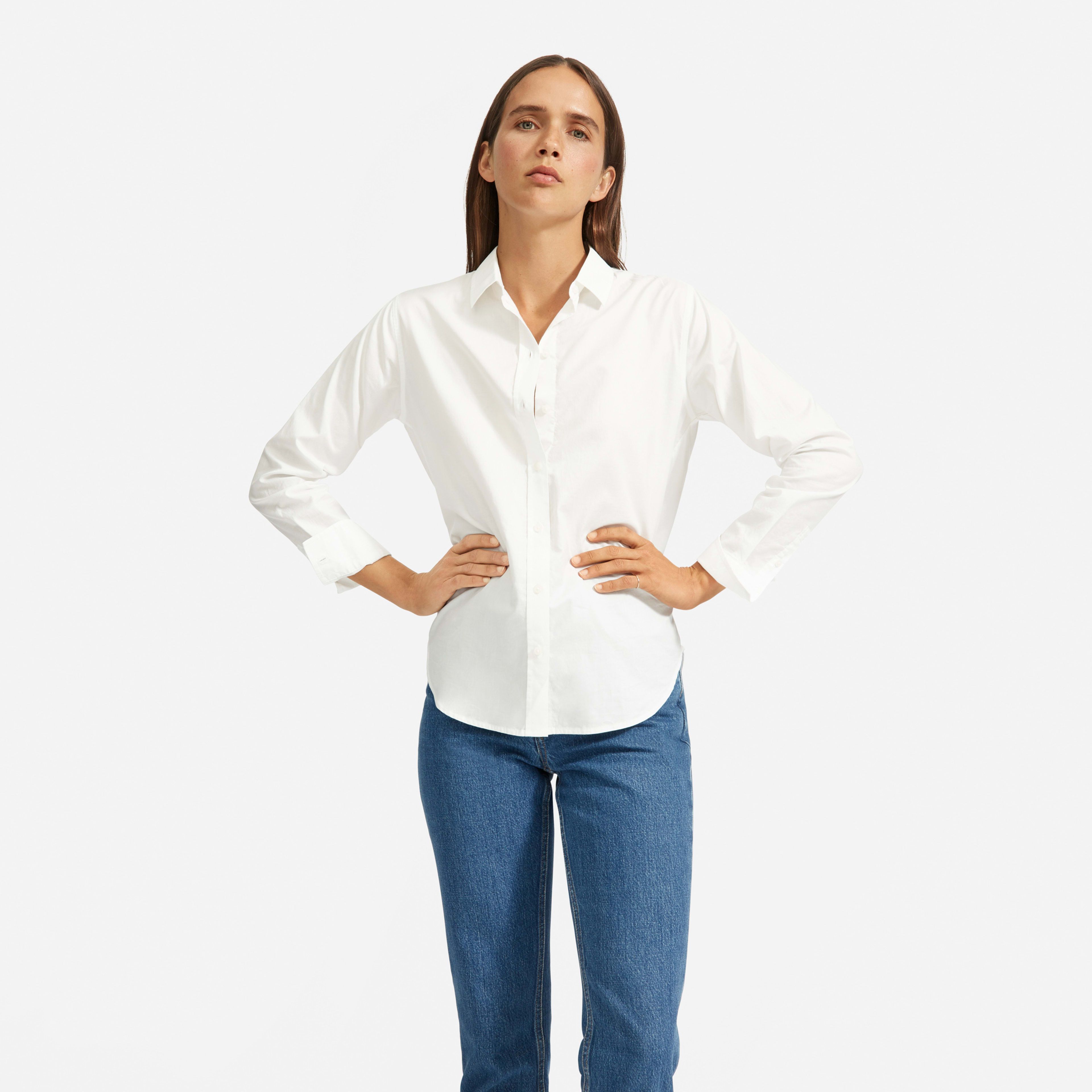 WomenTops, Blouses & ShirtsThe Silky Cotton Relaxed Shirt$80396 Reviews‌Silky CottonOff-WhiteOr... | Everlane