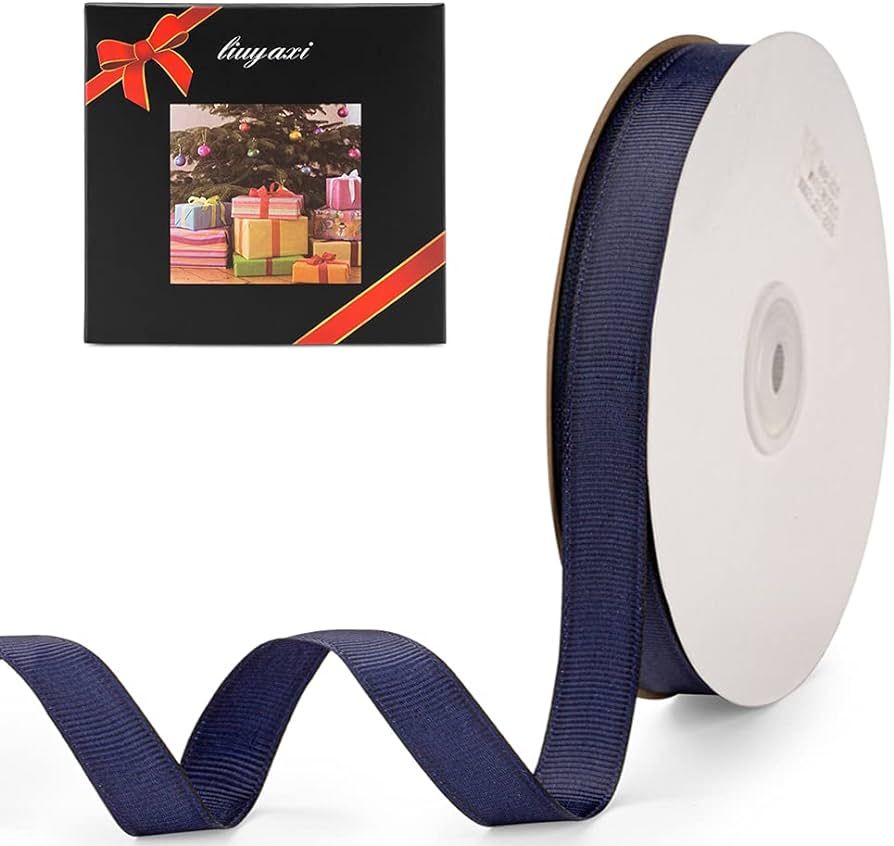 LIUYAXI 5/8" X 50 Yards Solid Navy Blue Grosgrain Ribbon, Perfect for Crafts, Wedding Decor, DIY ... | Amazon (US)