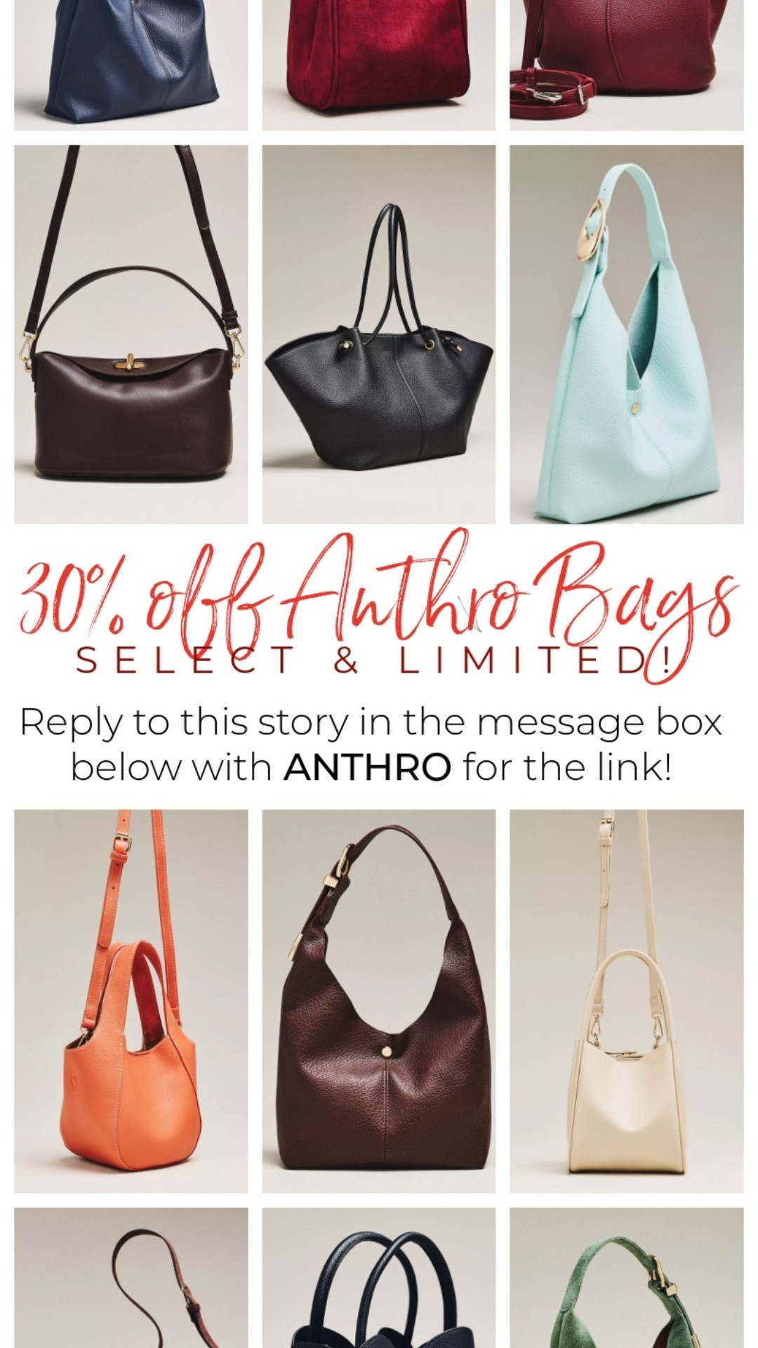 My fave anthro bags are 30% off today!