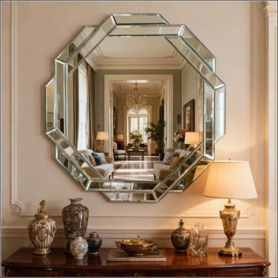 Large Frameless Beveled Edge Wall Mirror for Decor | Wayfair North America