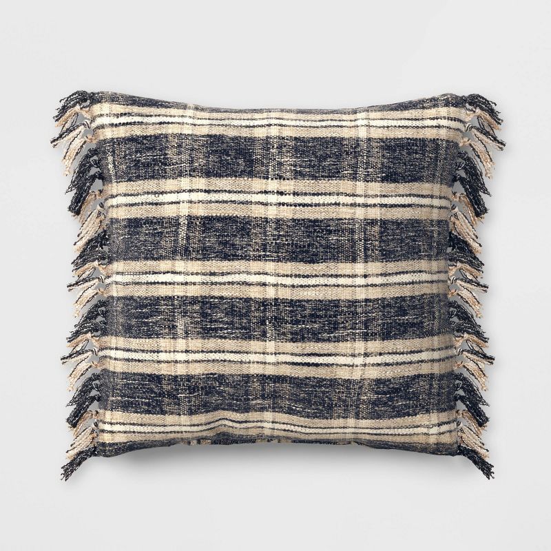 Woven Plaid Square Throw Pillow Black/Neutral - Threshold™ | Target