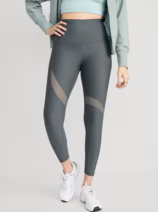 Extra High-Waisted PowerSoft Mesh-Paneled 7/8-Length Leggings for Women | Old Navy (US)