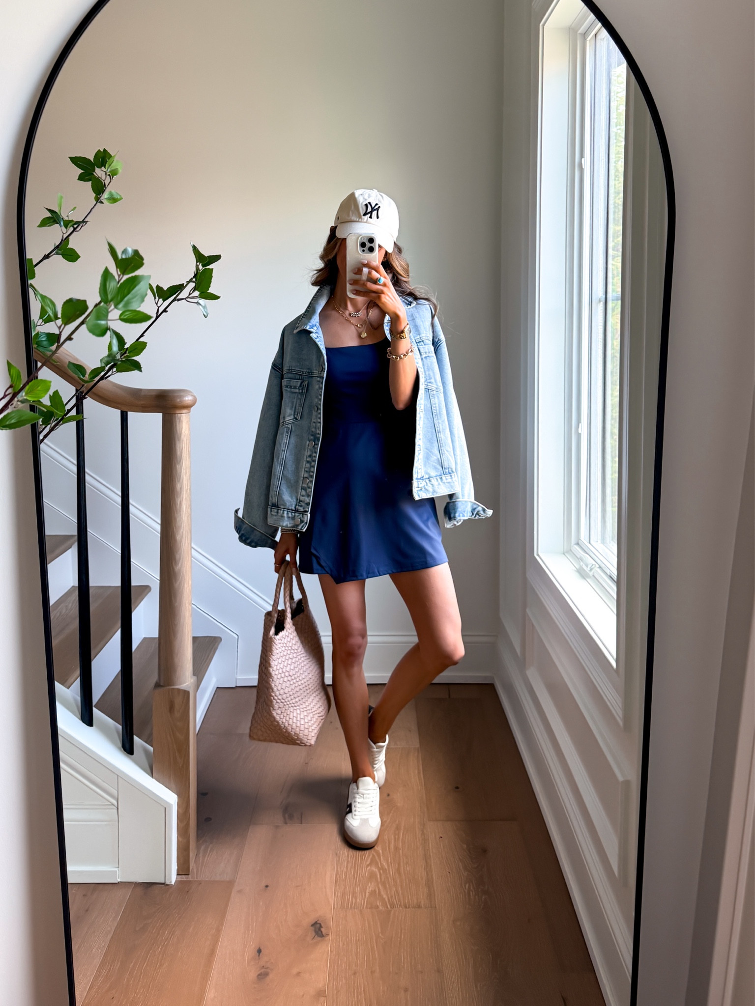 Wearing a xsmall tennis dress with built in restroom friendly shorts and built in bra. Fits true to size. Jean jacket is a size medium (size up for oversize fit) 

#LTKdayinmylife #LTKmomlife #LTKmorningroutine