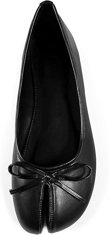 VERISSON Women's Tabi Shoes Flats Split Toe Janpanese Ballet Flats Cute Black Bowknot Ballerina S... | Amazon (US)
