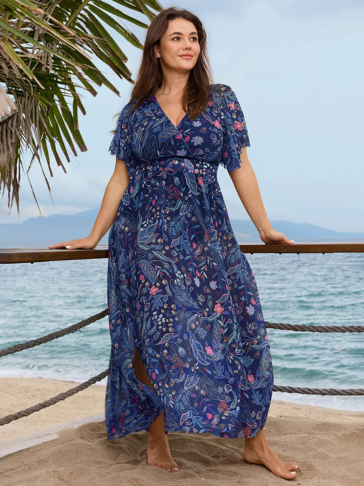 Sarong Slit Floral Print One-Piece Swim Set | Bloomchic