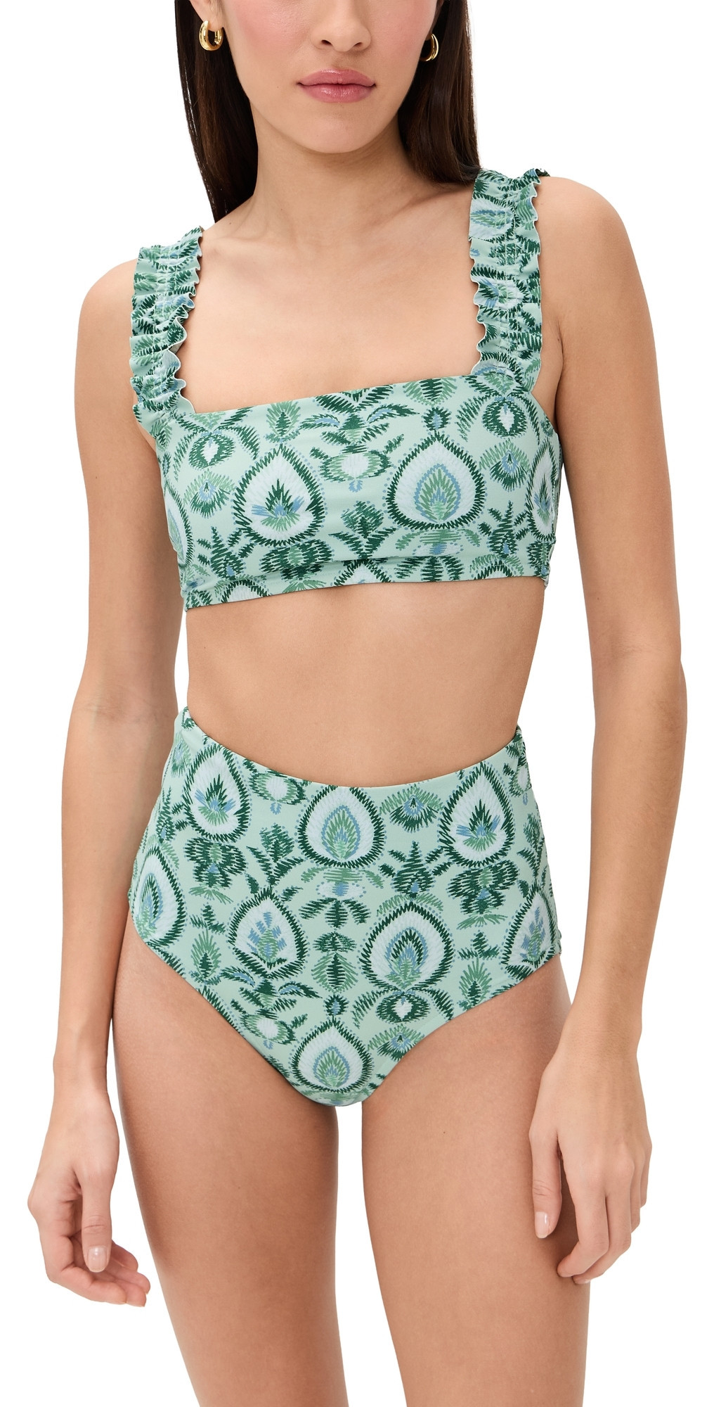 Hill House Home The Teagan Bikini Set Green Palm Ikat L | Shopbop