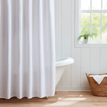 allen + roth 72-in W x 412-in L White Solid Polyester Shower Curtain | Lowe's