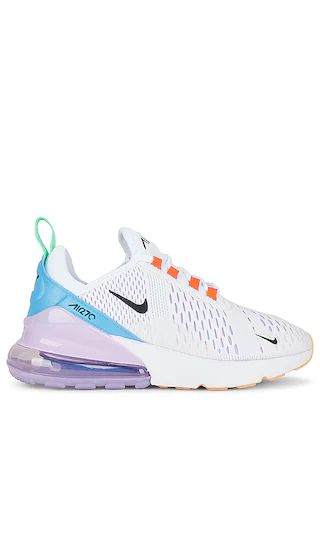Air Max 270 CD Sneaker in White, Black, Safety Orange, Green Glow, University Blue, & Lilac | Revolve Clothing (Global)