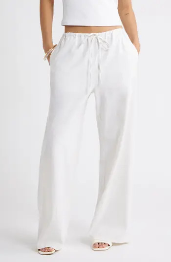 Open Edit Wide Leg Linen Blend Pants | Nordstrom | Nordstrom