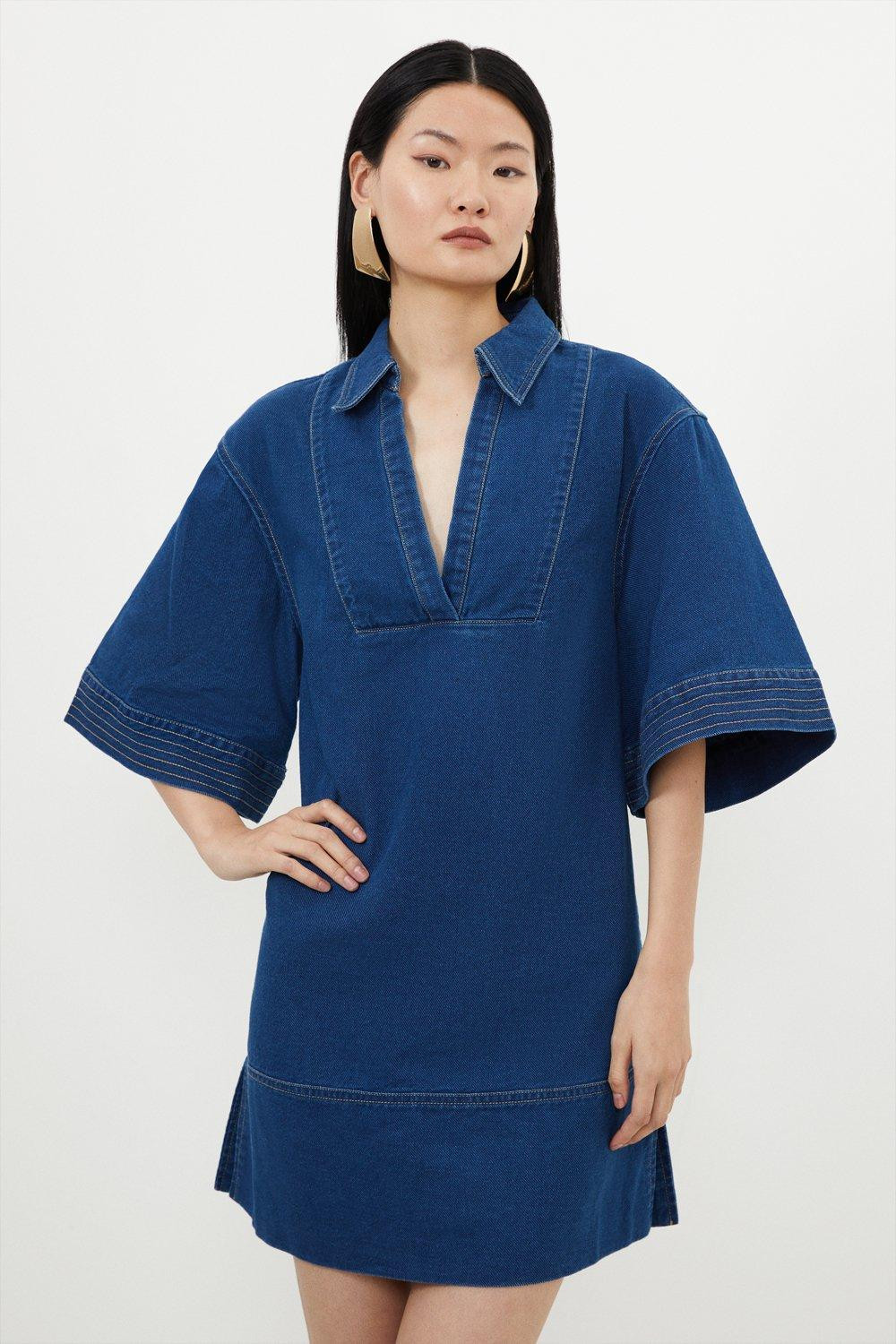 Tencel Denim Woven Mini Dress | Karen Millen UK + IE + DE + NL