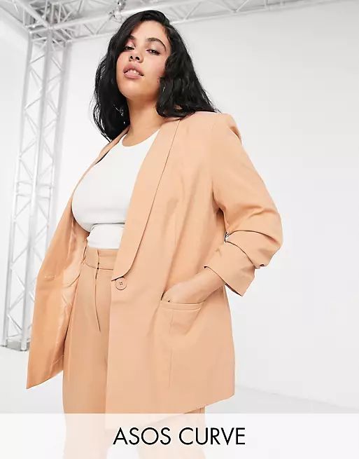 ASOS DESIGN Curve mix & match tailored suit in blush | ASOS | ASOS (Global)