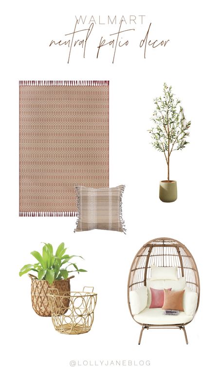 Walmart neutral outdoor home decor finds! 

Patios deserve love just like any other part of your house! Home decor is so fun, like this cute rug! It’s waterproof perfect for outdoors! Throw pillow is also water proof, and same with the wicker baskets and chair! Finishing it off with this cute olive tree, I am obsessed! 🤍

#LTKHome #LTKStyleTip #LTKSeasonal
