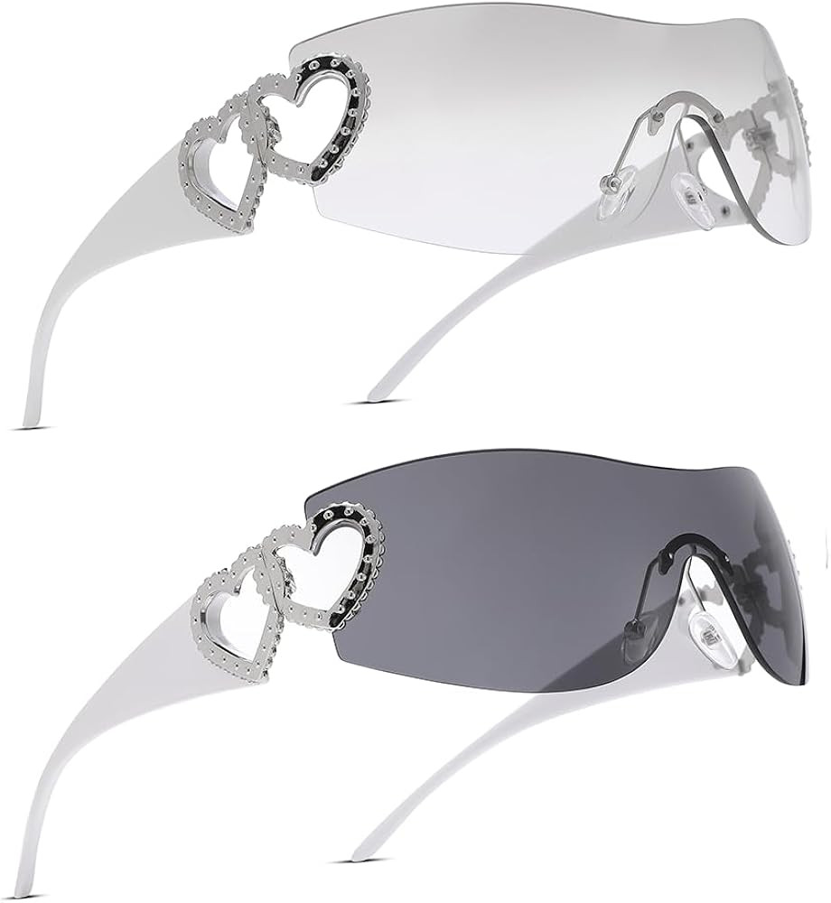 Pro Acme Wrap Around Rimless Sunglasses Women Men, Oversized Fashion Futuristic Sun Glasses Cool ... | Amazon (US)