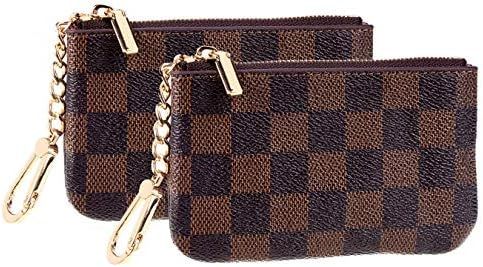 Rita Messi Luxury Checkered Zip Coin Pouch Purse Change Holder Wallet with Key Chain 2 pcs Set (0... | Amazon (US)