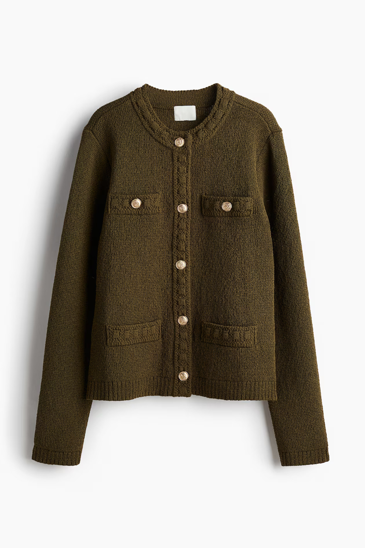 Textured-knit Cardigan - Round Neck - Long sleeve - Navy blue - Ladies | H&M US | H&M (US + CA)